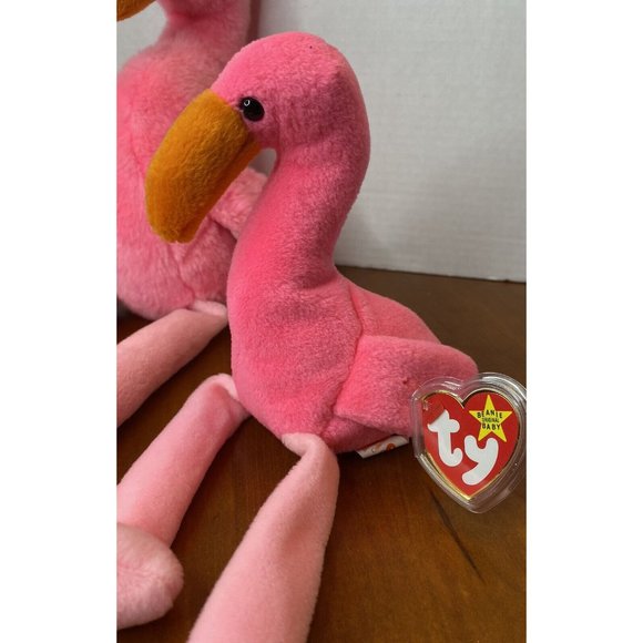 Ty Flamingo Plush 4 Beanie Buddies Babies Boos & Mini Collector's Lot Pinky - Picture 7 of 10